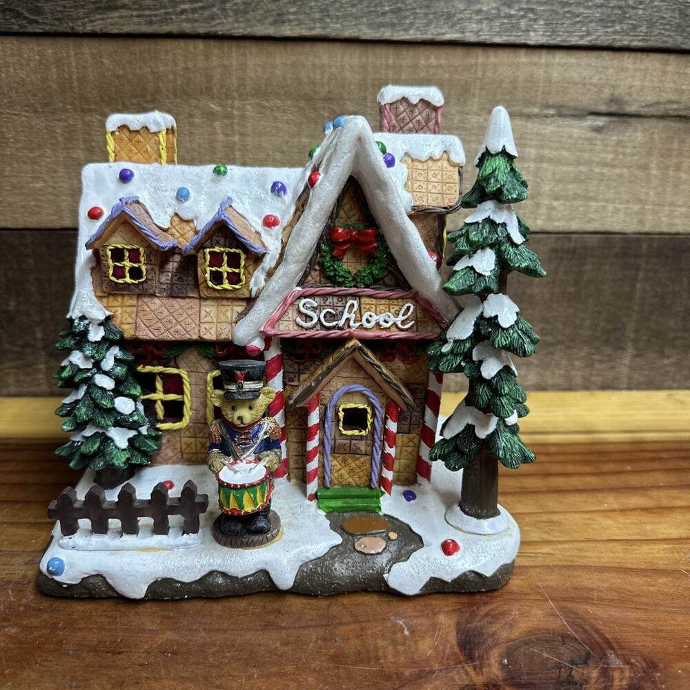 Gingerbread House Christmas Village School 7”